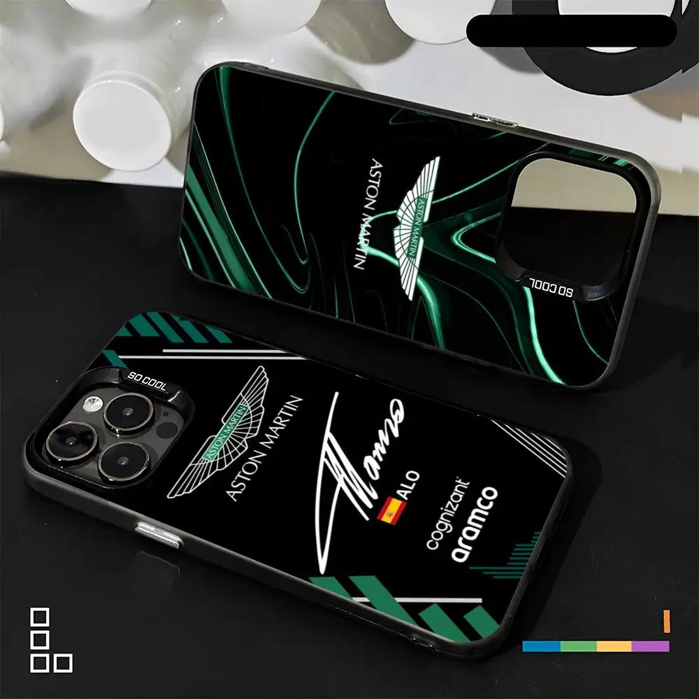 “Funda Aston Martin F1 para iPhone – Matte Silver, Compatible iPhone 11/12/13/14/15/16 Pro/Max/Plus/XS/X – Shockproof Hard Cover”