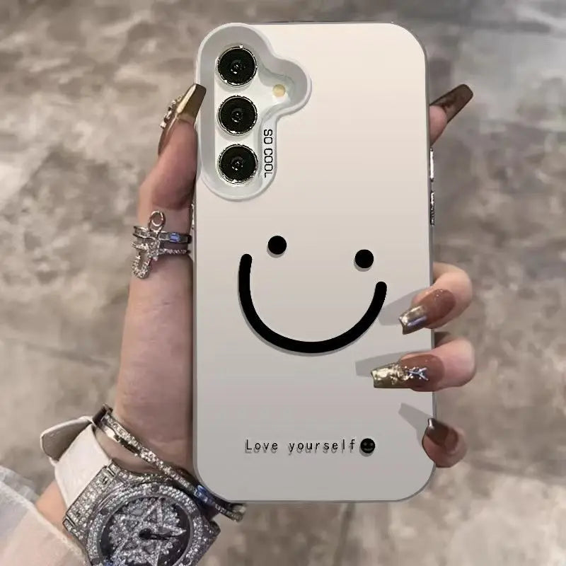 “Funda Samsung Silver Smile Cheeks – Compatible S25/S24/S23 Ultra/S22 Plus/S21 FE/A56/A55/A54/A53/A36/A25/A24”