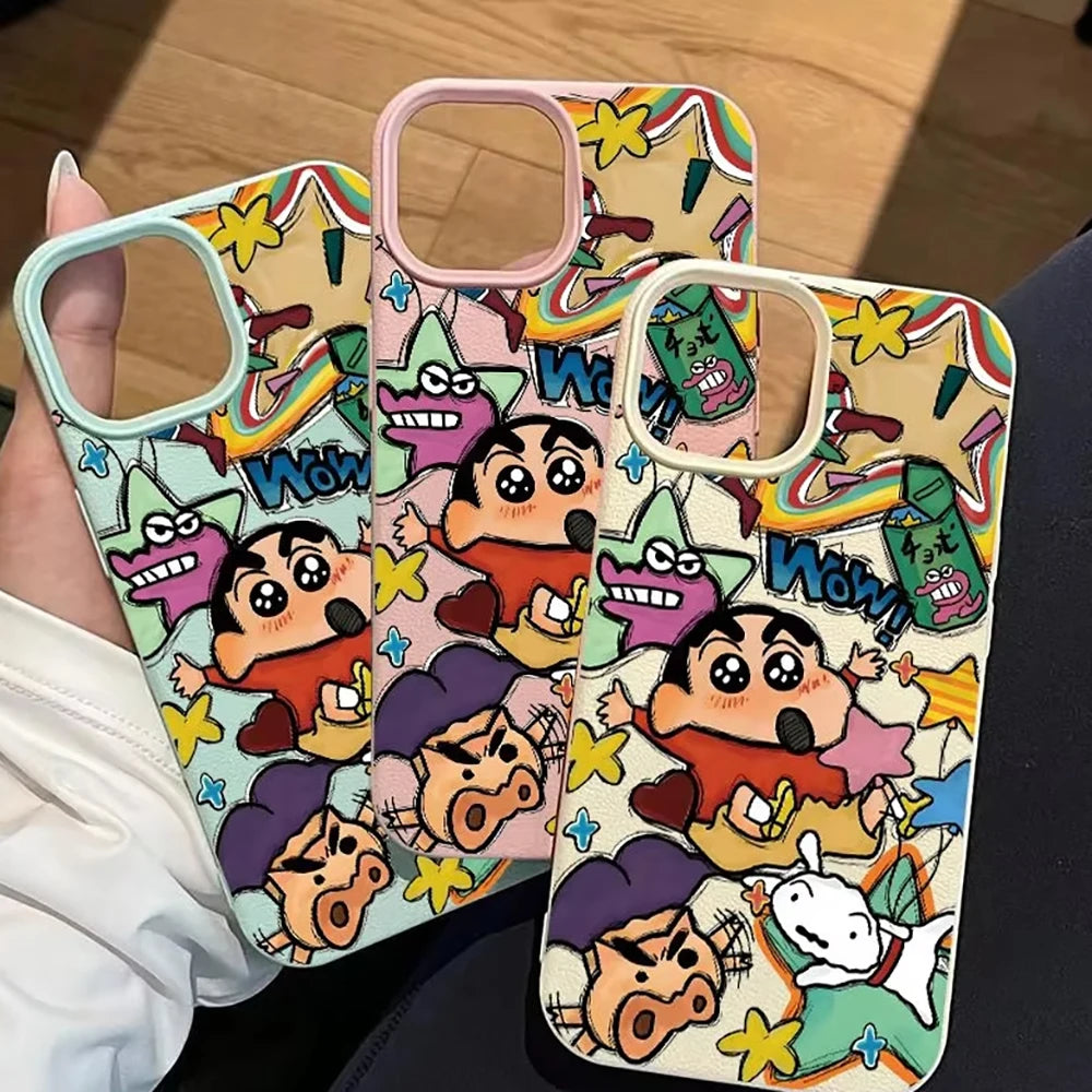 Carcasa TPU Antigolpes Textura Cuero con Graffiti - Protección Suave para iPhone