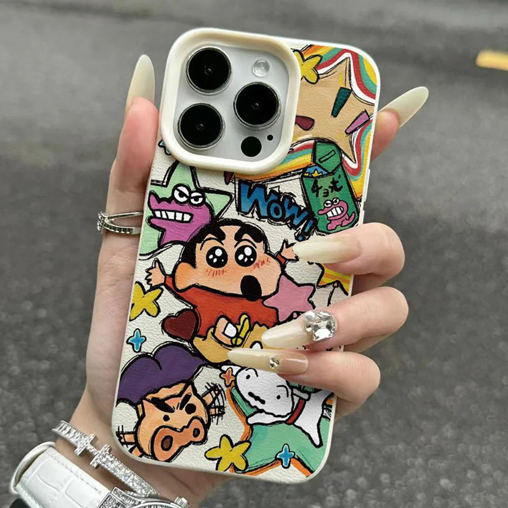 Carcasa TPU Antigolpes Textura Cuero con Graffiti - Protección Suave para iPhone