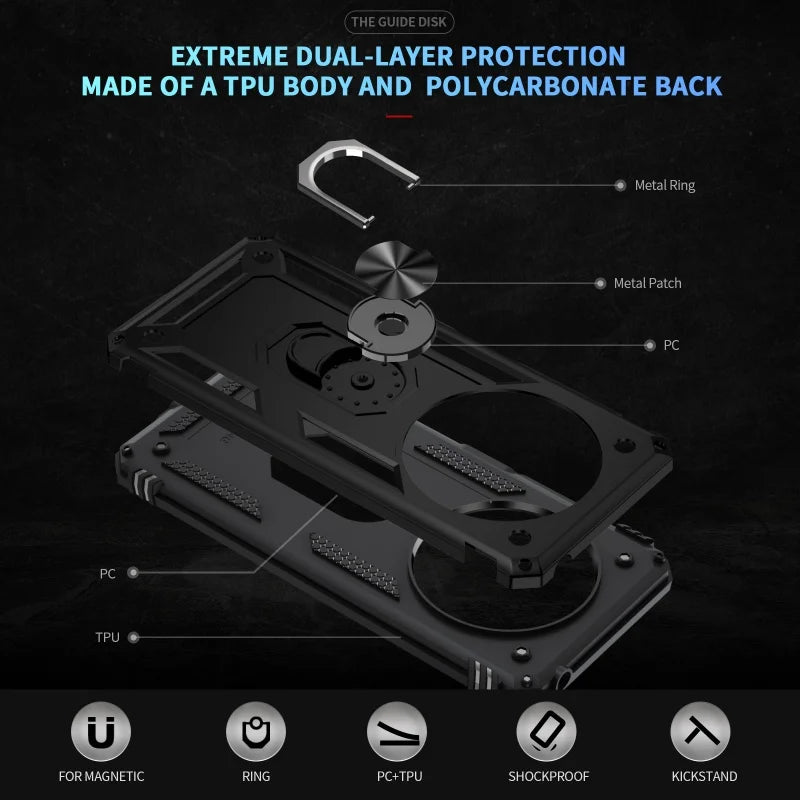 Xiaomi Redmi 14C 4G Shockproof Case – Soporte Magnético y Anillo Multifunción