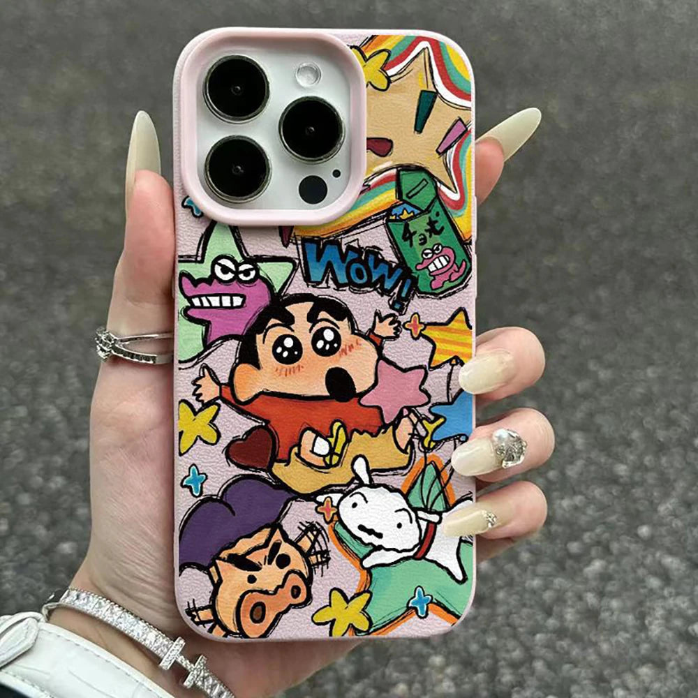 Carcasa TPU Antigolpes Textura Cuero con Graffiti - Protección Suave para iPhone