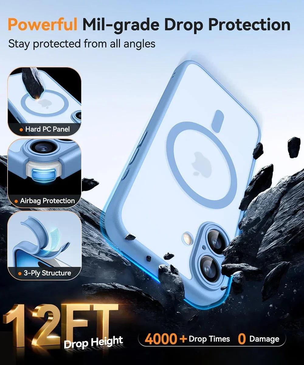 Funda Case Magnética Mate para iPhone [Modelo] - Compatible con MagSafe, Traslúcida y Antigolpes