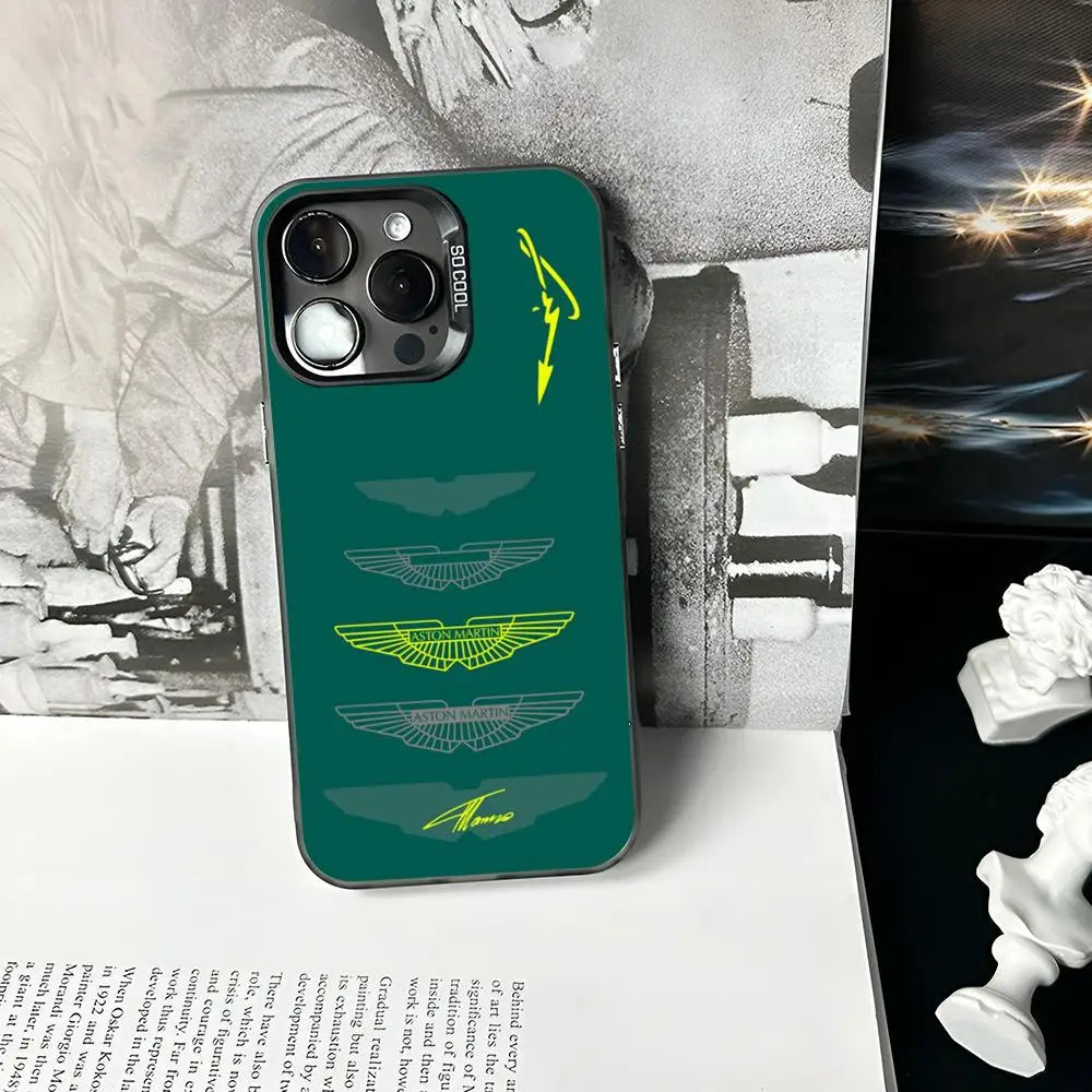 “Funda Aston Martin F1 para iPhone – Matte Silver, Compatible iPhone 11/12/13/14/15/16 Pro/Max/Plus/XS/X – Shockproof Hard Cover”