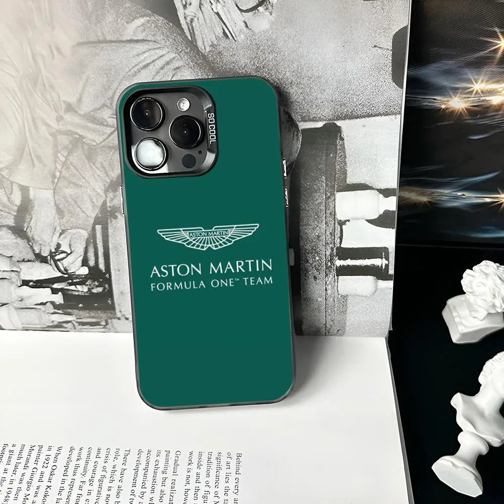“Funda Aston Martin F1 para iPhone – Matte Silver, Compatible iPhone 11/12/13/14/15/16 Pro/Max/Plus/XS/X – Shockproof Hard Cover”