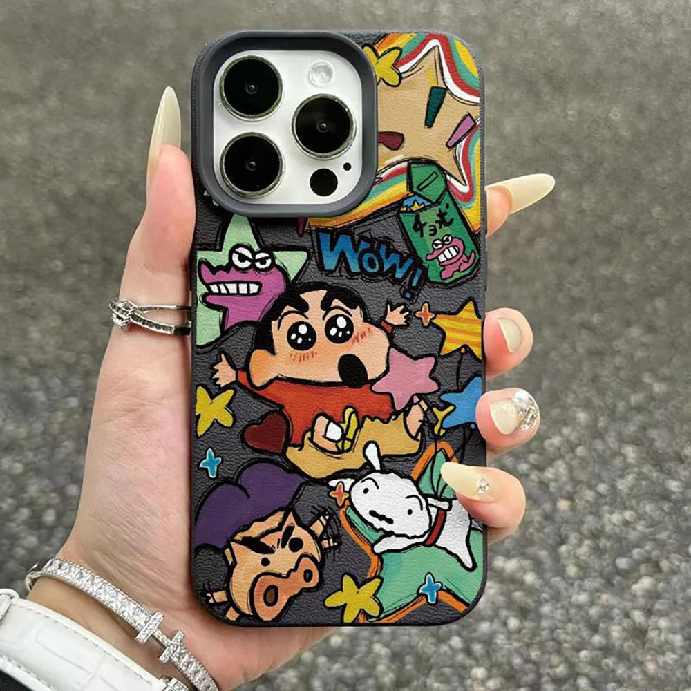 Carcasa TPU Antigolpes Textura Cuero con Graffiti - Protección Suave para iPhone