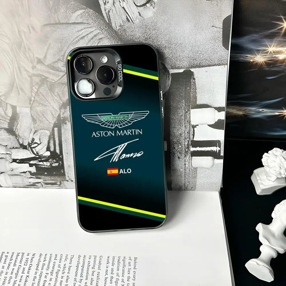 “Funda Aston Martin F1 para iPhone – Matte Silver, Compatible iPhone 11/12/13/14/15/16 Pro/Max/Plus/XS/X – Shockproof Hard Cover”