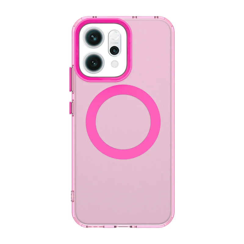 Funda OPPO Reno14F 5G – Transparente con Colores Candy, Magnética, Slim con Marco TPU y Trasera de PC